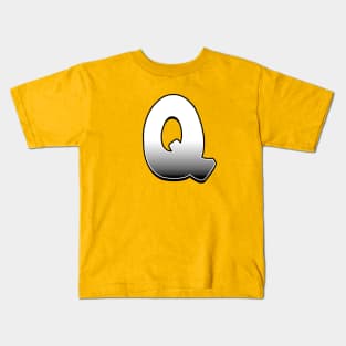 Letter Q - White / Grey fade Kids T-Shirt